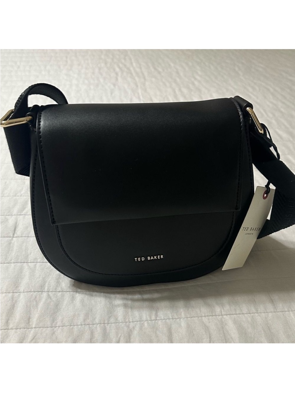 Additional pic Ted B Black Darcell Front Flap Wide Strap Leather Crossbody